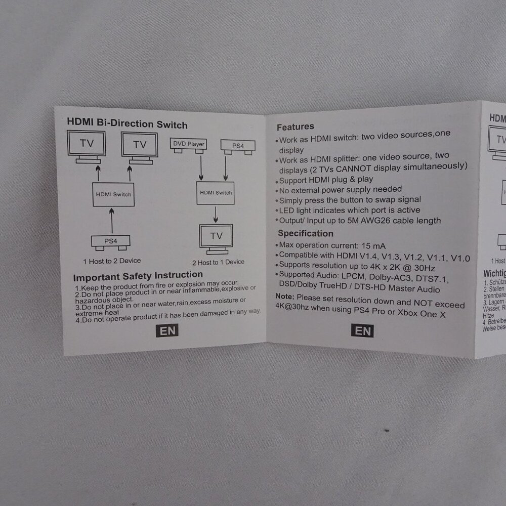Techole Bi-Direction Switch Model-HS304-BK - Picture 7 of 7